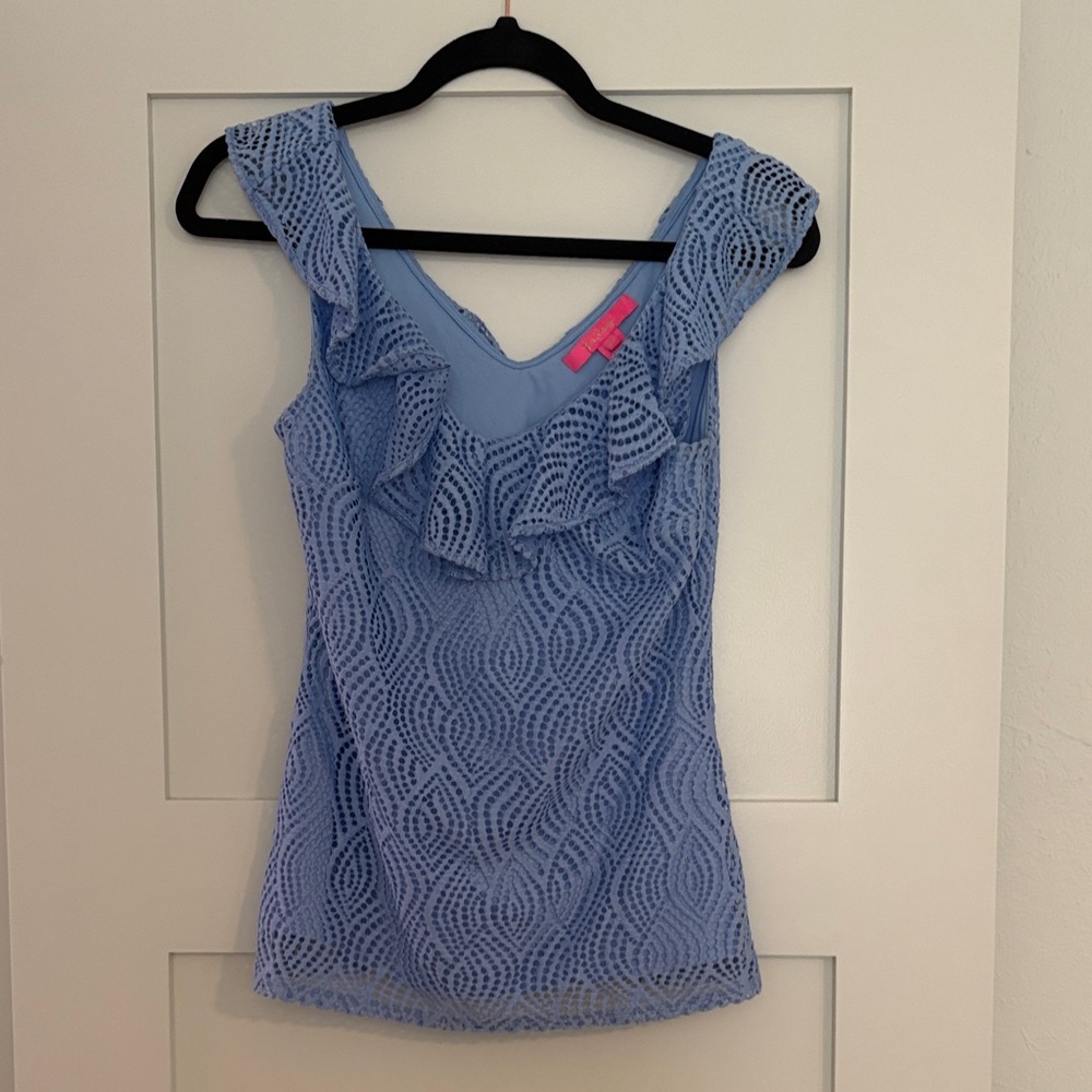 Lilly Pulitzer Periwinkle Blue Lace Ruffle Camisole